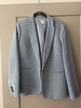 J. Crew Factory Pale Blue Herringbone Blazer